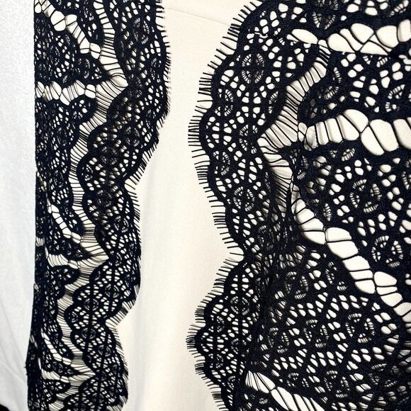 Diane Von Furstenberg Fit & Flare Daniella Lace Panel Mini Dress Cream Black 4 - Picture 6 of 16